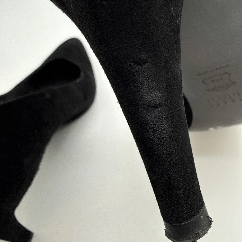 Stuart Weitzman Black Suede Pump Heels Pointed Toe Stiletto Women's 10M Spain